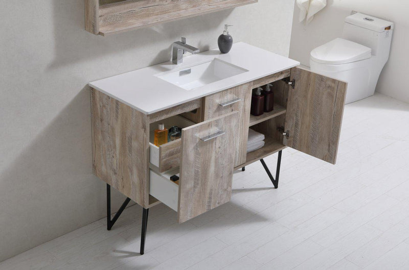 KubeBath Bosco 48 in. Modern Bathroom Vanity w/ Quartz Countertop, KB48NW