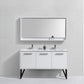 Bosco 60 in. Double Sink Modern Bathroom Vanity w/ Quartz Countertop and Matching Mirror - High Gloss White