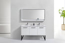 Bosco 60 in. Double Sink Modern Bathroom Vanity w/ Quartz Countertop and Matching Mirror - High Gloss White