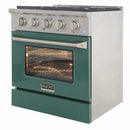Kucht 30-Inch Pro-Style Dual Fuel Range in Stainless Steel with Green Oven Door KDF302-G