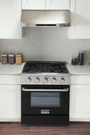 Kucht 30-Inch Pro-Style Dual Fuel Range in Stainless Steel with Black Oven Door KDF302-K