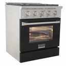 Kucht 30-Inch Pro-Style Dual Fuel Range in Stainless Steel with Black Oven Door KDF302-K