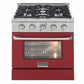 Kucht 30-Inch Pro-Style Dual Fuel Range in Stainless Steel with Red Oven Door KDF302-R