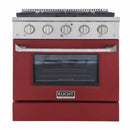 Kucht 30-Inch Pro-Style Dual Fuel Range in Stainless Steel with Red Oven Door KDF302-R