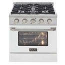 Kucht 30-Inch Pro-Style Dual Fuel Range in Stainless Steel with White Oven Door KDF302-W