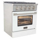 Kucht 30-Inch Pro-Style Dual Fuel Range in Stainless Steel with White Oven Door KDF302-W