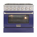 Kucht 36-Inch Pro-Style Dual Fuel Range in Stainless Steel with Blue Oven Door KDF362-B