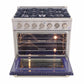 Kucht 36-Inch Pro-Style Dual Fuel Range in Stainless Steel with Blue Oven Door KDF362-B