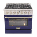 Kucht 36-Inch Pro-Style Dual Fuel Range in Stainless Steel with Blue Oven Door KDF362-B