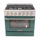 Kucht 36-Inch Pro-Style Dual Fuel Range in Stainless Steel with Green Oven Door KDF362-G