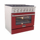 Kucht 36-Inch Pro-Style Dual Fuel Range in Stainless Steel with Red Oven Door KDF362-R