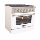 Kucht 36-Inch Pro-Style Dual Fuel Range in Stainless Steel with White Oven Door KDF362-W