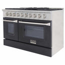 Kucht 48-Inch Pro-Style Dual Fuel Range in Stainless Steel with Black Oven Door KDF482-K