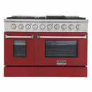 Kucht 48-Inch Pro-Style Dual Fuel Range in Stainless Steel with Red Oven Door KDF482-R