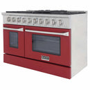Kucht 48-Inch Pro-Style Dual Fuel Range in Stainless Steel with Red Oven Door KDF482-R