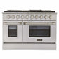 Kucht 4-Piece Appliance Package - 48" Dual Fuel Range, 36" Panel Ready Refrigerator, Wall Mount Hood, & Panel Ready Dishwasher