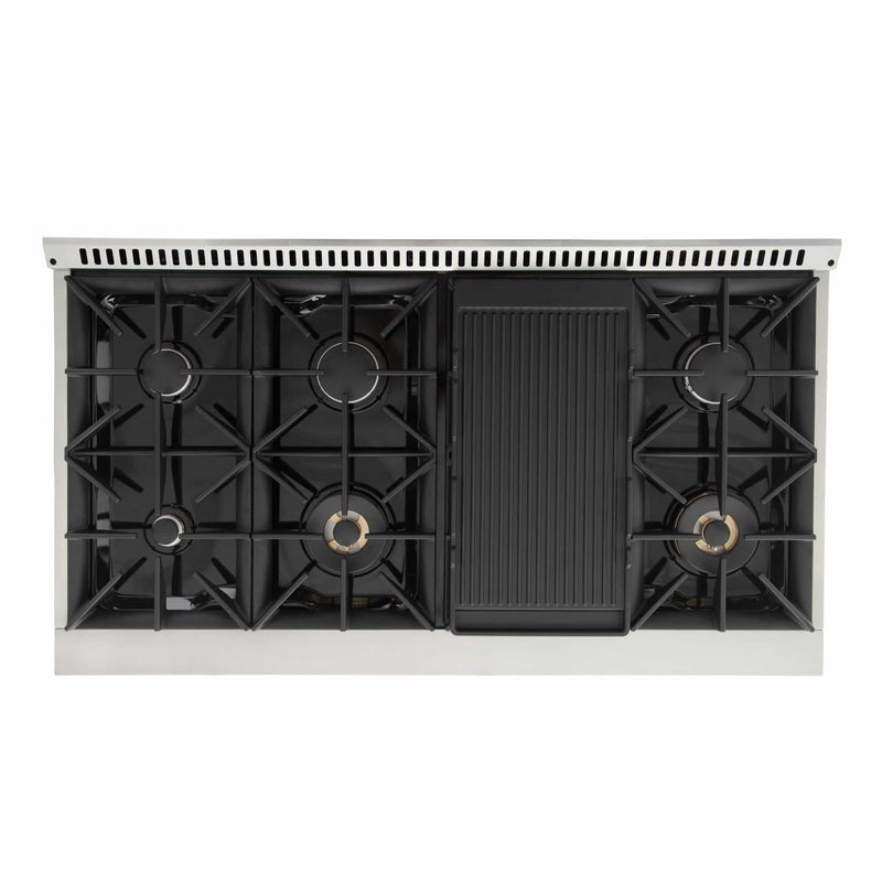 Kucht 48-Inch Pro-Style Dual Fuel Range in Stainless Steel with Black Oven Door KDF482-K