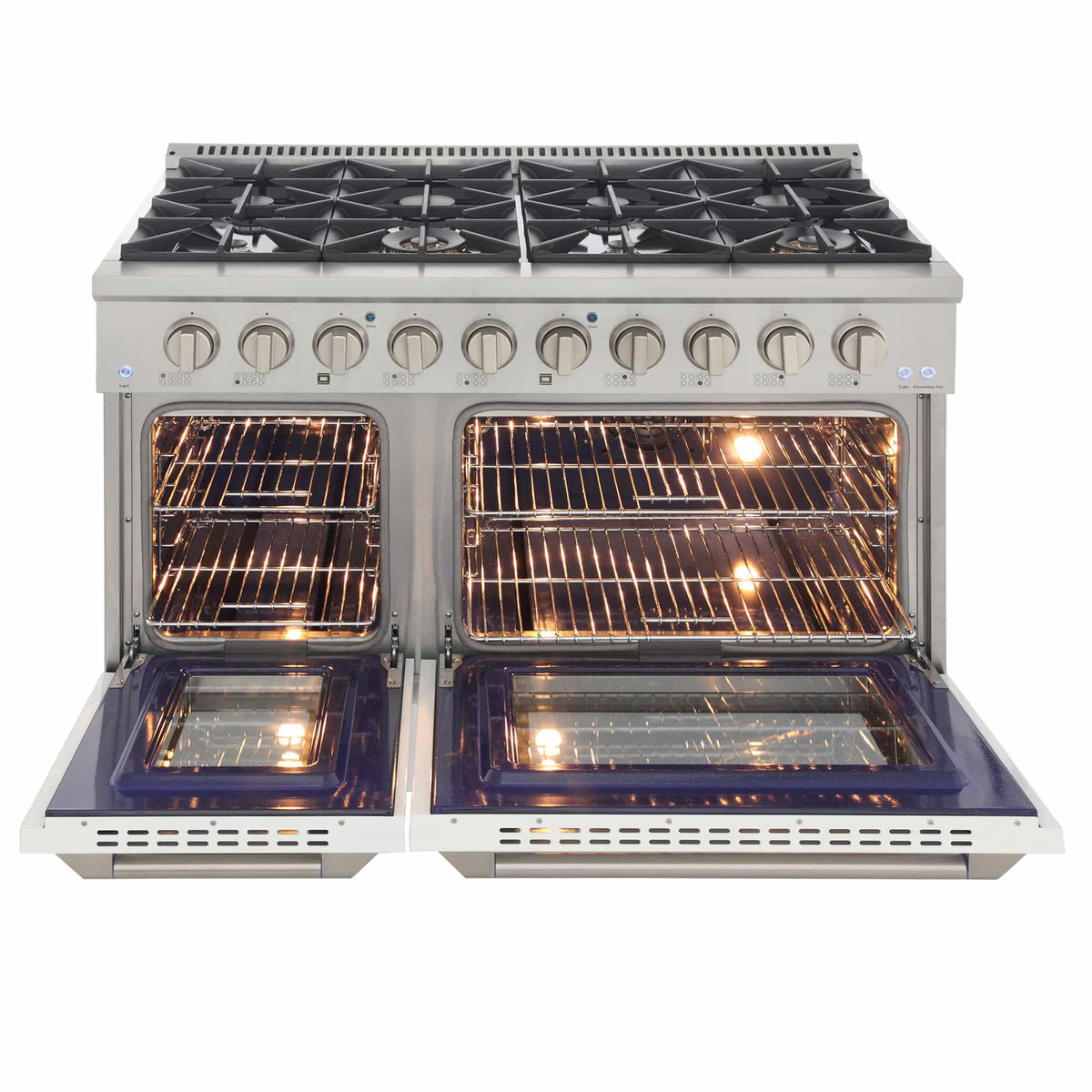 Kucht 48-Inch Pro-Style Dual Fuel Range in Stainless Steel with White Oven Door KDF482-W