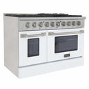 Kucht 48-Inch Pro-Style Dual Fuel Range in Stainless Steel with White Oven Door KDF482-W