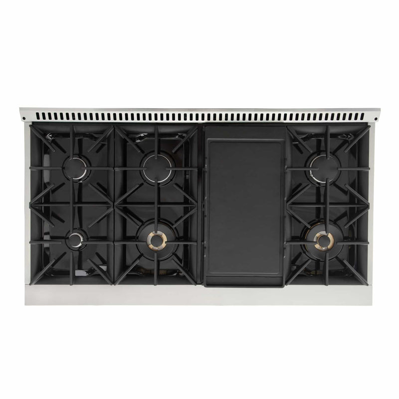 Kucht 48-Inch Pro-Style Dual Fuel Range in Stainless Steel with Black Oven Door KDF482-K