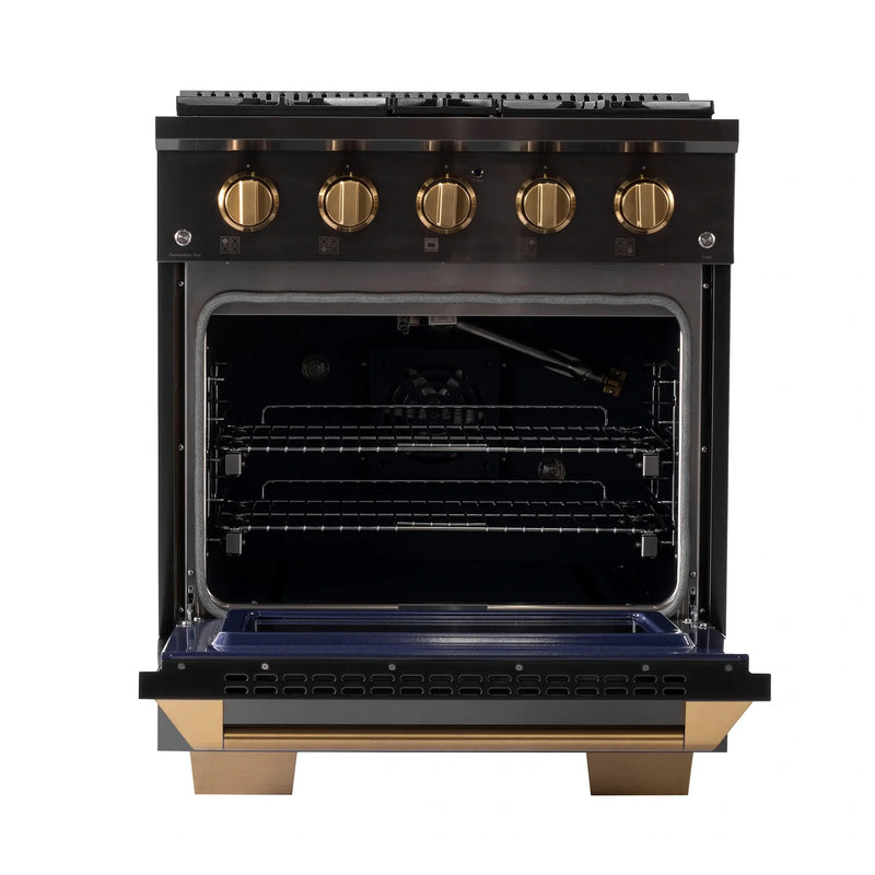 KUCHT Gemstone Professional 30-Inch 4.2 Cu. Ft. Dual Fuel Range for Propane Gas with Sealed Burners and Convection Oven in Titanium Stainless Steel KED304/LP