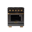 KUCHT Gemstone Professional 30-Inch 4.2 cu. ft. Propane Gas Range with Sealed Burners and Convection Oven in Titanium Stainless Steel with Gold Accents KEG303/LP