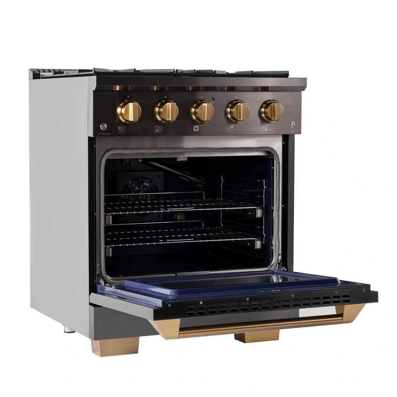 KUCHT Gemstone Professional 30-Inch 4.2 Cu. Ft. Dual Fuel Range for Propane Gas with Sealed Burners and Convection Oven in Titanium Stainless Steel KED304/LP