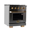KUCHT Gemstone Professional 30-Inch 4.2 Cu. Ft. Dual Fuel Range for Propane Gas with Sealed Burners and Convection Oven in Titanium Stainless Steel KED304/LP