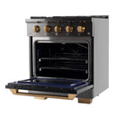 KUCHT Gemstone Professional 30-Inch 4.2 cu. ft. Propane Gas Range with Sealed Burners and Convection Oven in Titanium Stainless Steel with Gold Accents KEG303/LP