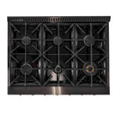KUCHT Gemstone Professional 36-Inch 5.2 cu. ft. Propane Gas Range with Sealed Burners and Convection Oven in Titanium Stainless Steel with Gold Accents KEG363/LP