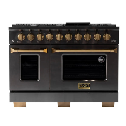 KUCHT Gemstone Professional 48-Inch 46.7 Cu. Ft. Dual Fuel Range for Natural Gas with Sealed Burners and Convection Oven in Titanium Stainless Steel KED484