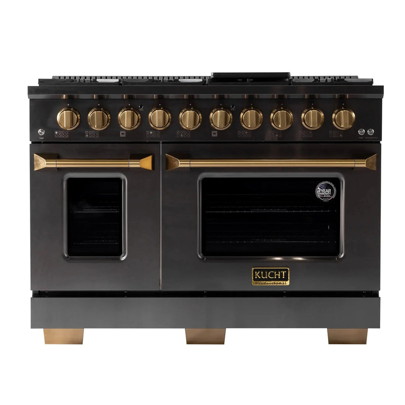 KUCHT Gemstone Professional 48-Inch 46.7 Cu. Ft. Dual Fuel Range for Propane Gas with Sealed Burners and Convection Oven in Titanium Stainless Steel KED484/LP