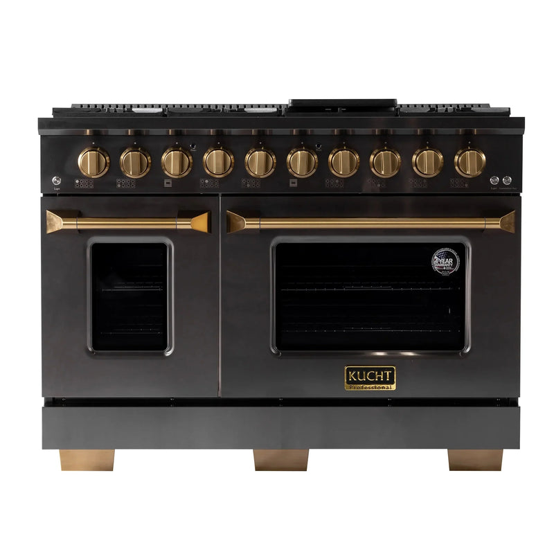 KUCHT Gemstone Professional 48-Inch 46.7 Cu. Ft. Dual Fuel Range for Natural Gas with Sealed Burners and Convection Oven in Titanium Stainless Steel KED484
