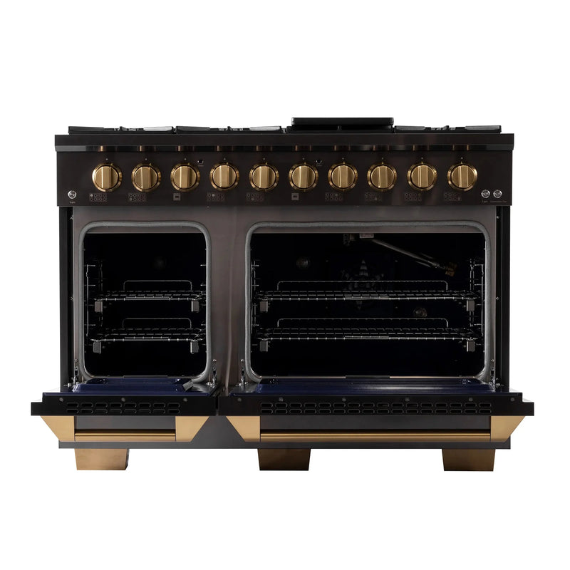 KUCHT Gemstone Professional 48-Inch 46.7 Cu. Ft. Dual Fuel Range for Natural Gas with Sealed Burners and Convection Oven in Titanium Stainless Steel KED484