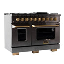 KUCHT Gemstone Professional 48-Inch 6.7 cu. ft. Natural Gas Range with Sealed Burners, Griddle/Grill and Two Ovens - One Convection - in Titanium Stainless Steel KEG483