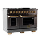 KUCHT Gemstone Professional 48-Inch 6.7 cu. ft. Propane Gas Range with Sealed Burners, Griddle/Grill and Two Ovens - One Convection - in Titanium Stainless Steel KEG483/LP