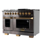 KUCHT Gemstone Professional 48-Inch 6.7 cu. ft. Propane Gas Range with Sealed Burners, Griddle/Grill and Two Ovens - One Convection - in Titanium Stainless Steel KEG483/LP