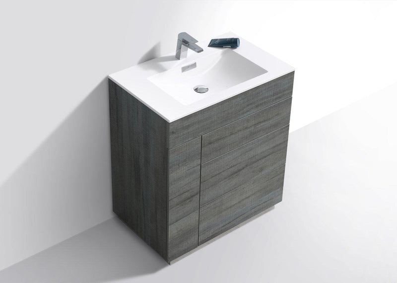 KubeBath Milano 30 in. Ocean Gray Modern Bathroom Vanity, KFM30-BE