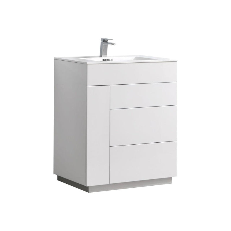 KubeBath Milano 30 in. Modern Bathroom Vanity - High Glossy, KFM30-GW