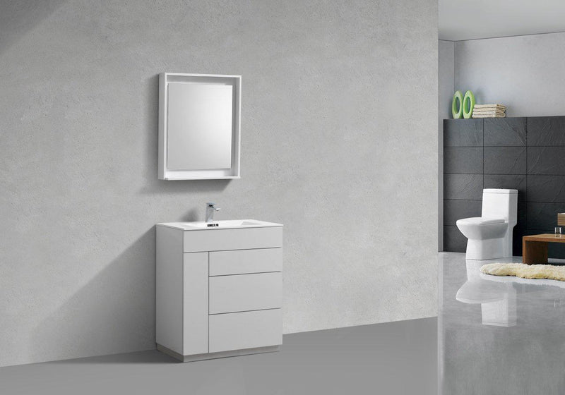 KubeBath Milano 30 in. Modern Bathroom Vanity - High Glossy, KFM30-GW