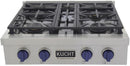 Kucht 30-Inch 4 Burner Gas Rangetop in Stainless Steel with Royal Blue Knob (KFX309T-B)