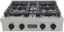 Kucht 30-Inch 4 Burner Gas Rangetop in Stainless Steel with Toxedo Black Knob (KFX309T-K)