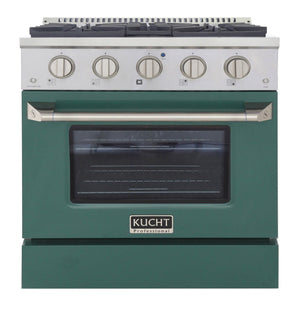 Kucht 30-Inch Pro-Style Dual Fuel Range in Stainless Steel with Green Oven Door KDF302-G
