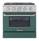 Kucht 30-Inch Pro-Style Dual Fuel Range in Stainless Steel with Green Oven Door KDF302-G