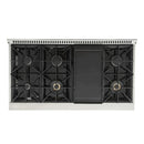 Kucht Signature 48-Inch Gas Range with Convection Oven in White with White Knobs & Gold Handle KNG481-W-GOLD