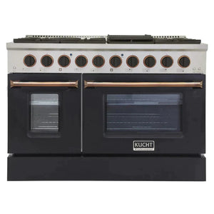Kucht Signature 48-Inch 6.7 cu ft. Gas Range with Black Door and Gold Accents KNG481-K-GOLD