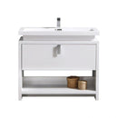 Levi 40 in. Modern Bathroom Vanity w/ Cubby Hole - High Gloss White