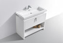 Levi 40 in. Modern Bathroom Vanity w/ Cubby Hole - High Gloss White