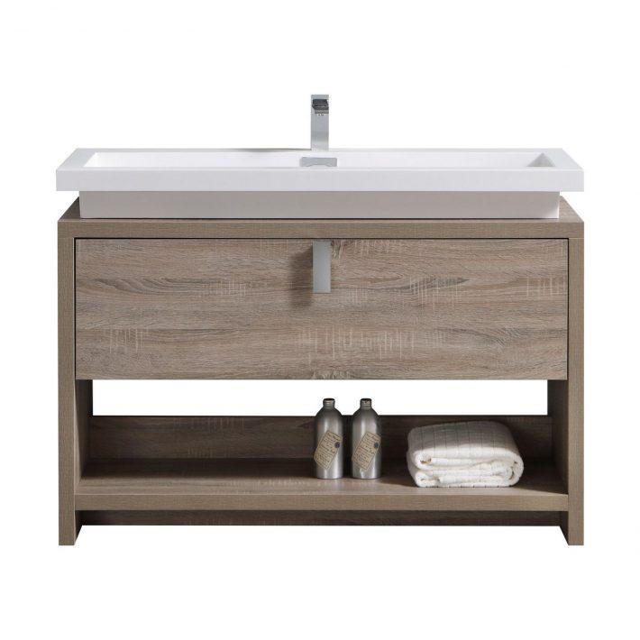 KubeBath Levi 48 in. Modern Bathroom Vanity w/ Cubby Hole - Havana Oak, L1200CO