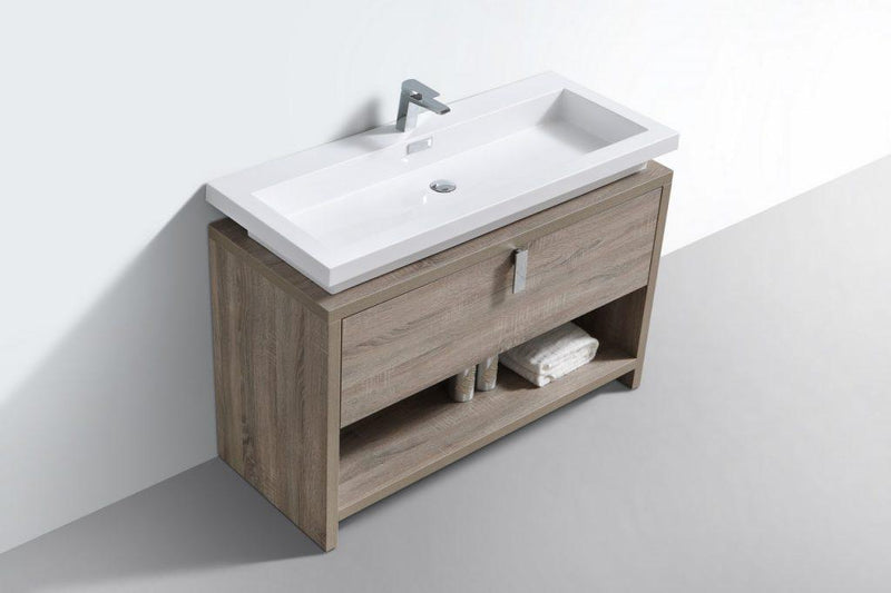 KubeBath Levi 48 in. Modern Bathroom Vanity w/ Cubby Hole - Havana Oak, L1200CO